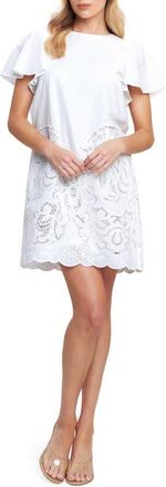Flying Tomato Embroidered Cotton Shift Dress in Off White at Nordstrom, Size Medium