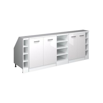 Vicco Armario De Cocina Para Techo Inclinado R-line, Blanco Alto Brillo, 210 Cm Lote De 5 Carcasas De Armario 60 Cm De Profundidad, Vicco