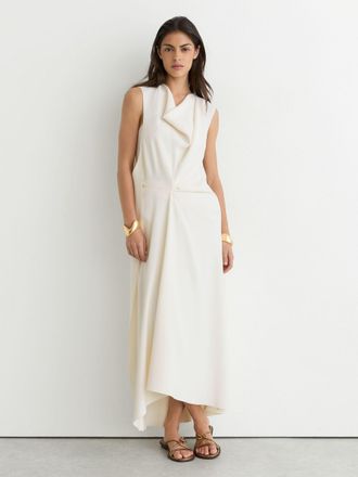 Reiss Drape-detail Sleeveless Midi Dress, 14