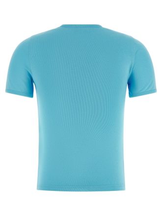 Courr&egrave;ges Courr&egrave;Ges Cotton Crewneck with Logo Patch T-Shirt - Blue