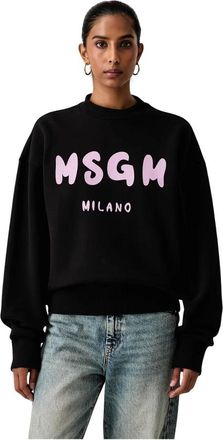 Msgm Msgm - Sweatshirt met print - Dames - Sweatshirts & Hoodies - Zwart - Maat: M Katoen