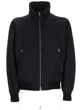 Tom Ford Black Blouson Jacket With Cashmere Lining And Yoke Detail