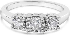 House of Brilliance 14K White Gold 1/2 Cttw Diamond Three Stone Illusion Plate Ring at Nordstrom, Size 9