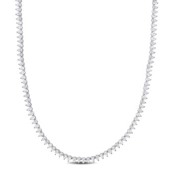 Amour 44 1/2 CT TGW Created White Sapphire Teardrop Tennis Necklace In Sterling Silver