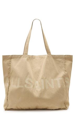AllSaints Large Biggy Cotton Tote in Light Khaki at Nordstrom