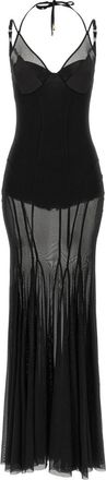 Elisabetta Franchi Red Carpet Jurk - Dames - Avondkleed - Zwart - M - Satijn - Kleedjes