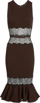 Giambattista Valli Abito midi con dettagli in pizzo - Marrone