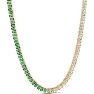 SHYMI Half and Half Tennis Necklace in Gold/emerald at Nordstrom