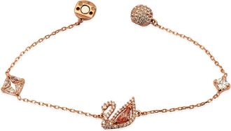 Swarovski Rose Gold-Tone Plated Pink Swan Bracelet, Size Large
