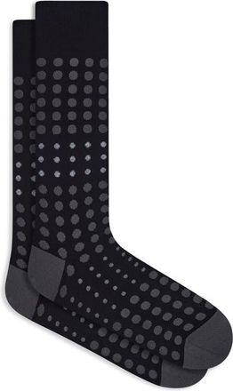 Bugatchi Polka Dot Mercerized Cotton Blend Dress Socks in Black at Nordstrom