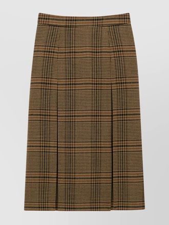 Saint Laurent wool prince of wales pleated midi skirt