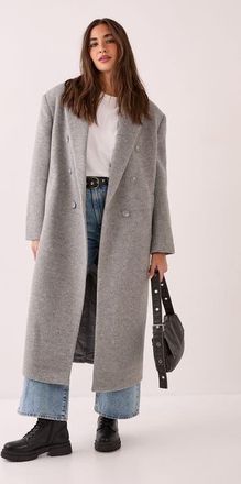 NASTY GAL Double Breasted Smart Coat in Light Grey at Nordstrom, Size 10