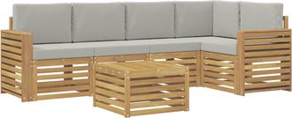 vidaXL Conjunto De Sof&aacute;s De Exterior 6 Uds. Blanco Y Gris Claro Vidaxl