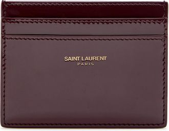 Saint Laurent Patent Leather Card Holder - Burgundy - One Size