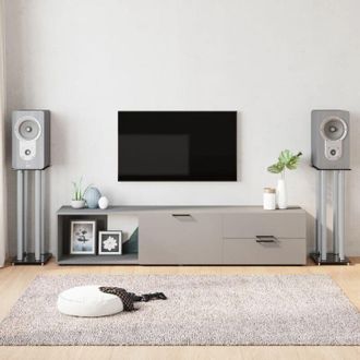vidaXL Vidaxl - Soportes Altavoces 2 Uds Vidrio Templado Plata Negro 4 Pilares