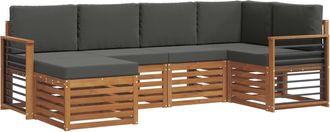 vidaXL Conjunto De Sof&aacute;s De Exterior 6 Uds. Natural Y Antracita Vidaxl