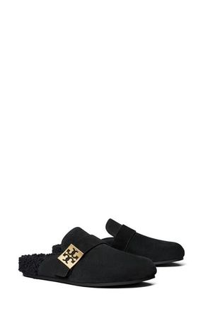 Tory Burch Mellow Faux Shearling Lined Mule in Perfect Black /Perfect Black at Nordstrom, Size 10.5