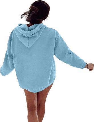 Generic Hoodies for Women UK Oversized Casual Long Sleeve Ladies Plain Sweatshirts Boyfriend Y2K Loose Fit Pullover Tops(Light Blue, XXXL) oberteile damen ele
