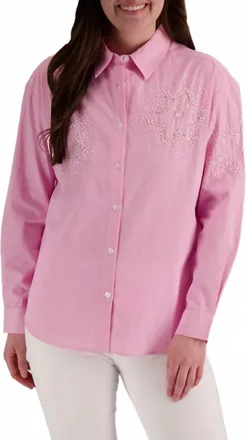 Elliott Lauren Embellished Stripe Shirt In Pink