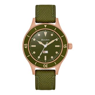 Bulova Mil-Schepen Brons 150-jarig jubileum Sp. Ed. - Dames - Horloges - Groen - ONE Size - Nylon - Accessoires