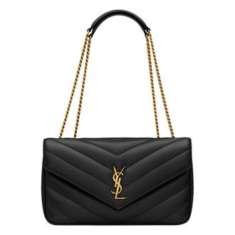 Saint Laurent LouLou Medium Schoudertas - Dames - Tassen - Zwart - Maat: ONE Size Katoen