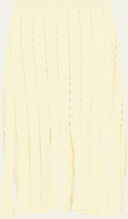 Zankov Perry Perforated Knit Fringe Midi Skirt