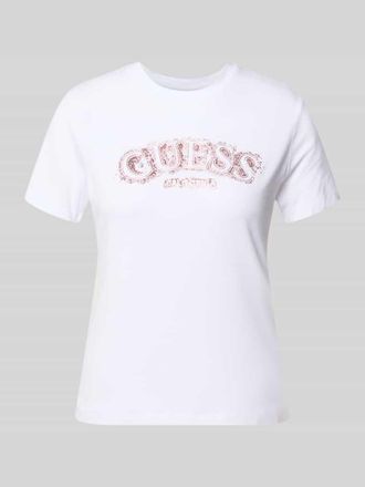 Guess T-Shirt aus Viskose-Elasthan-Mix mit Logo in Weiss, Gr&ouml;&szlig;e XL