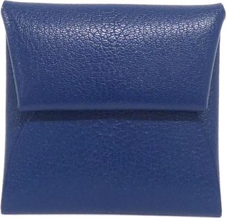 Herm&egrave;s Deep Blue Leather Coin Purse/Coin Case (Pre-Owned)