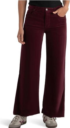 Kut from the Kloth Meg High Rise Fine Wale Corduroy Pants In Dark Plum