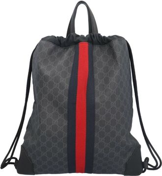 Gucci Black Navy Red Color Gg Supreme Backpack (Pre-Owned)