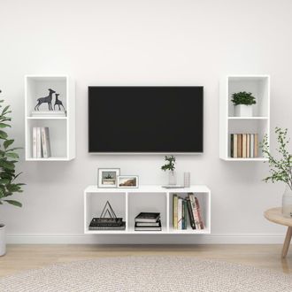 Berkfield Home 3 Piece TV Cabinet Set White Engineered Wood