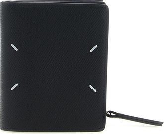 Maison Margiela Black Four Stitches Textured Zip Wallet