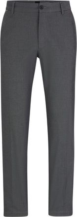 HUGO BOSS Mens Kane Solid Patterned Straight Trousers in Dark Blue - Size 36W/32L