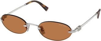 Miu Miu Womens Sunglasses Brown/Silver Metal - One Size