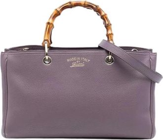 Gucci Pre-owned Handbags, female, Purple, Size: ONE SIZE Pre-owned Bamboo Shopper Satchel