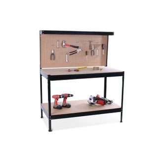 Vigor Banco da lavoro in metallo con pannello portautensili e mensola portaoggetti VBL-0 Super