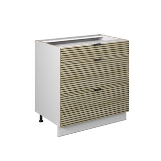Vicco Mueble Bajo De Cocina Fame-line, Panel De Roble, 80 Cm Con 3 Cajones, Sin Encimera