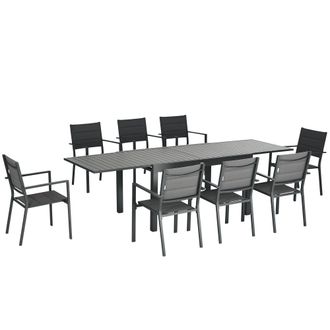 OEM Juegos De Comedor De Jard&iacute;n Con Marco De Aluminio Mesa Extensible Y 8 Sillas Apilables Para Terraza Patio Gris