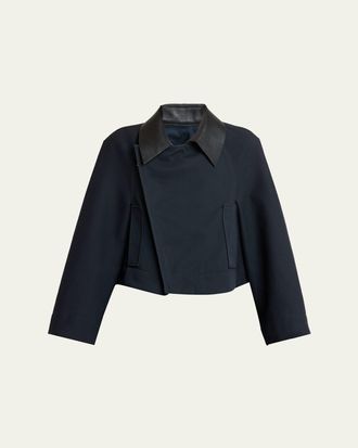 Givenchy Leather-Collar A-Line Cocoon Coat