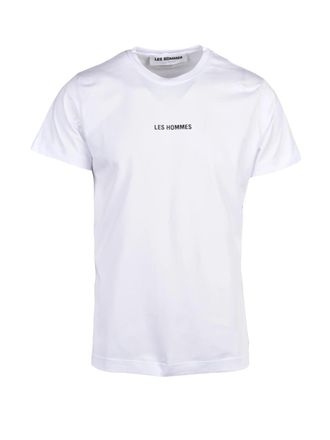 Les Hommes White Short-Sleeve Minimalist Logo Stretch Cotton T-Shirt