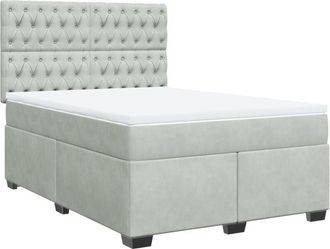 vidaXL Vidaxl - Cama Box Spring Con Colch&oacute;n Terciopelo Gris Claro 160x200 Cm
