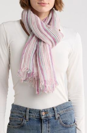 La Fiorentina Stripe Linen Scarf in Green/Pink Multi at Nordstrom Rack