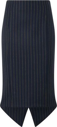 Moschino Gonna Pencil With Split - Dames - Midirokken - Blauw - XS - Wol - Rokken