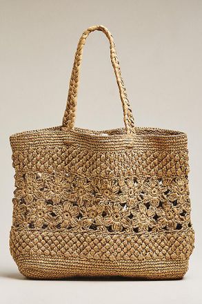 LoveShackFancy Sharlo Crochet Flower Tote Bag