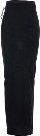 Rick Owens Lange Rok met Zijdelingse Trekkoordsluiting - Dames - Maxi Rokken - Zwart - S - Katoen - Rokken
