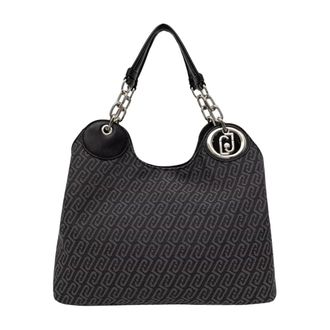 Liu Jo Middelgrote Tote Bag met Monogramprint - Dames - Tassen - Zwart - Maat: ONE Size Poliester