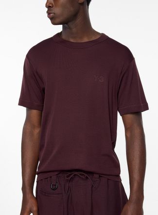 Yohji Yamamoto Mens Burgundy tone-on-tone logo T-shirt