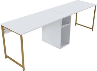 Dmora Scrivania Caprioli, Scrittoio multiuso, Tavolo per ufficio porta pc, Piano di lavoro, 240x60 h74 cm, Marmo e Nero - Dmora