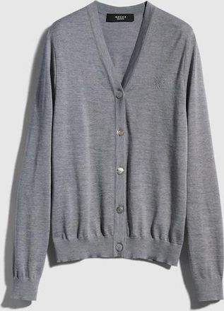 Gucci Fine Wool Cardigan With Embroidery, Black, Ready-to-wear