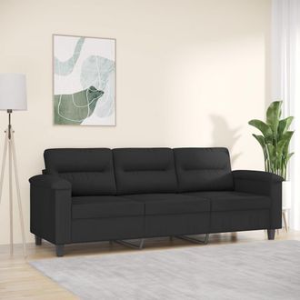 vidaXL Vidaxl - Sof&aacute; De 3 Plazas De Tela De Microfibra Negro 180 Cm